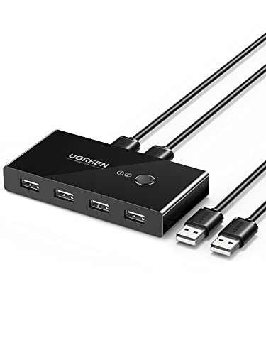 Ugreen 4 Porte Usb 2.0 Switch Per 2 Pc, 2 In 4 Out Commutatore Usb Per Mouse, Tastiera, Scanner, Stampante, Chiavetta, Hard Drive Compatibile Con Wind