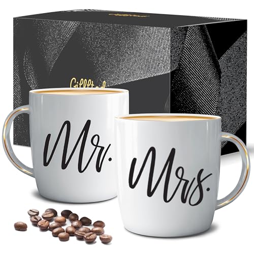 Triple Gifffted Mr E Mrs Tazze Colazione Per Coppie, Idee Regali Matrimonio Per La Coppia Di Sposi, Fidanzamento, Anniversario, Lui Lei, Uomo Donna, M