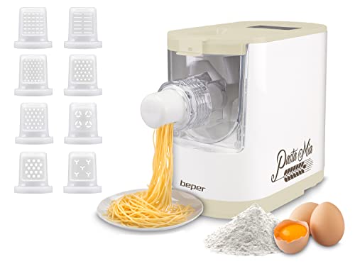 Beper P102Sba500 Macchina Automatica Per La Pasta Fresca, Pasta Maker,200W, 320 G Di Farina, 8 Trafile Diversi Formati, Display Per Il Funzionamento, 