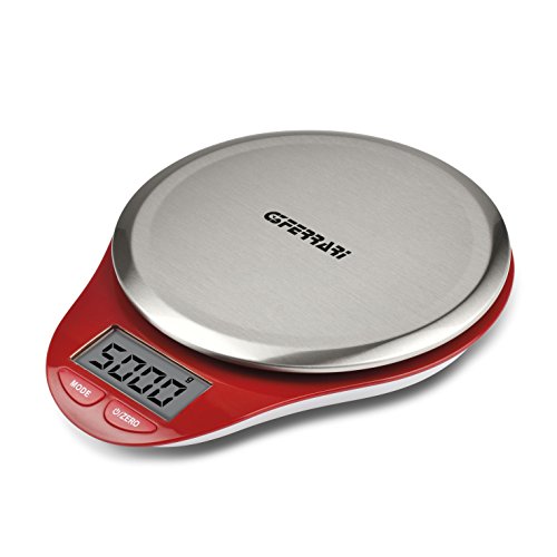 G3 Ferrari G20082 Bilancia Da Cucina Elettronica Con Piatto Inox 1Gr/5Kg, Rosso