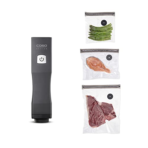 Caso Vacu Onetouch Hand Vacuum Sealer Con Accessori, 10 Sacchetti Con Zip, 2 Armadietti Con Zip, Adesivi Caso Food Manager, Durata Della Batteria Fino
