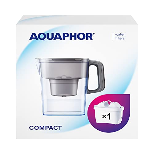 Aquaphor Compact Caraffa Filtrante Per Frigorifero, Include 1 Cartuccia Filtrante Maxfor+ Per Ridurre Calce, Cloro E Metalli Pesanti, Plastica, Volume