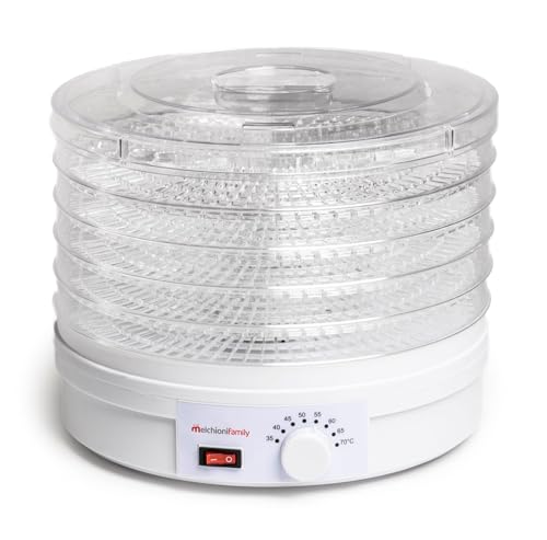 Melchioni Family | Essiccatore Elettrico Babele, Essiccatore Alimentare Multiuso, 5 Ripiani Impilabili E Removibili, Potenza 250W, Temperatura Regolab