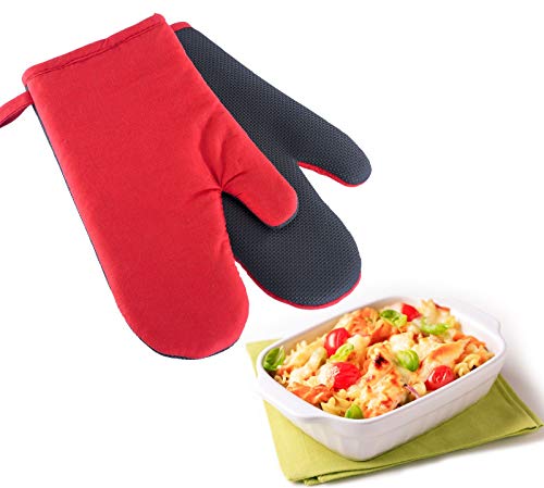 Westmark 2 Guanti Da Forno, Taglia Unica, Lunghezza: Ca. 26,5 Cm, Cotone/Neoprene, Colore: Rosso/Nero, 15602270