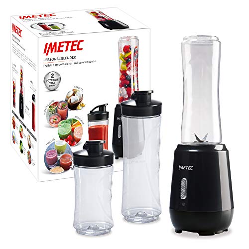 Imetec Personal E Sport Blender Pb 100 Mini Frullatore Con 2 Bottiglie Take-Away In Tritan Bpa Free, 4 Lame In Acciaio Inox, Motore 22.000 Giri/Min, 2