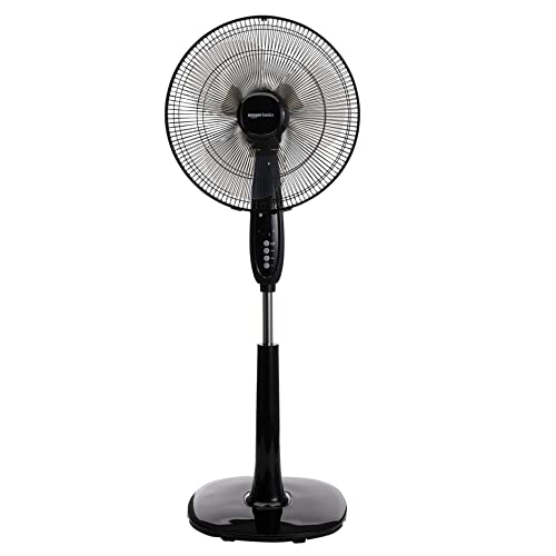 Amazon Basics, Ventilatore Verticale Digitale, Oscillante, Con Due Set Da 3 Pale, Con Telecomando, Nero