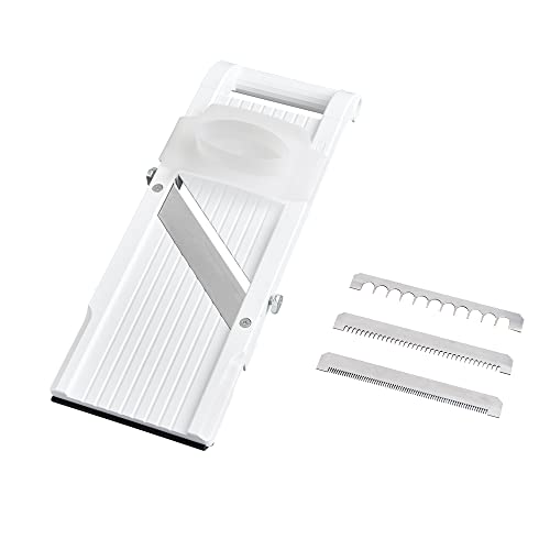 Benriner Bn-95W Mandoline Affettatrice Con 4 Lame Giapponesi In Acciaio Inox, Senza Bpa, 34,5 X 5,25 Pollici, Bianco, Super