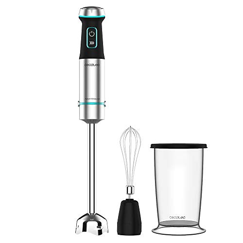 Cecotec Frullatore A Mano Power Pulsar 2300 Max. Potenza Massima 2300 W, Lame A 4 Lame Con Rivestimento In Titanio Nero, Piede Xl, Bicchiere 700 Ml Co