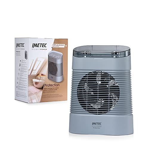 Imetec Silent Power Protection, Termoventilatore Silenzioso, 2100 W, Stufetta Elettrica, Timer Spegnimento Programmabile, Temperatura Regolabile, 4 Fu