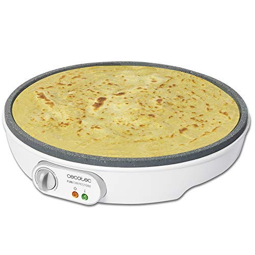 Cecotec Crepe Fun Crepestone. 1000 W, Piastra Di Rivestimento Dritto In Pietra Rocciosa, Termostato Regolabile, Rullo Di Diffusione E Spatola Inclusi,