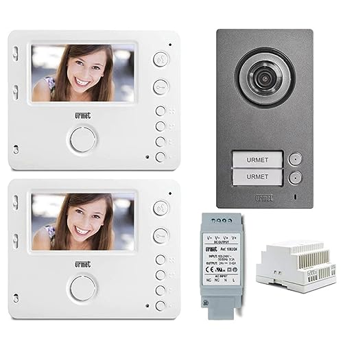 Urmet Kit Videocitofonico Bluetooth Mini Note2 2Fili Bifamiliare Con 2 Monitor Miro Vivavoce 172284 172294