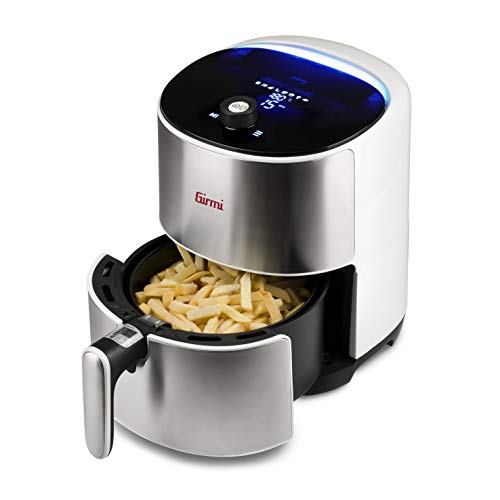 Girmi Fg95 Friggitrice Ad Aria "Ecofrit" 3,2 Litri. Contenitore E Cestello Antiaderenti. 8 Programmi, 1500W, Bianco / Acciaio