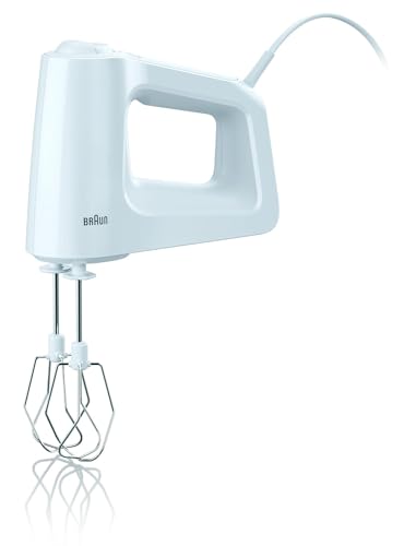 Braun Hm3000Wh Multimix 3 Sbattitore Elettrico, Mixer Ad Immersione, Impugnatura Antiscivolo, 5 Velocità+Turbo, Dotata Di 2 Fruste E 2 Ganci, Leggero,