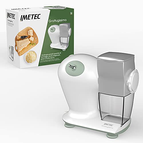 Imetec Grattugissima, Grattugia Elettrica Per Formaggio, Pane E Frutta Secca, Contenitore Estraibile, Coperchio Salvafreschezza, 150 W, Rullo In Accia