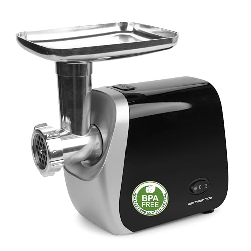 Emerio Tritacarne | Elettrico | 3 Inserti Per Carne (Fine/Medio/Grossolana) + Inserto Per Salsiccia + Inserto Per Kebbe+Inserto Per Biscotti Per 4 Sta