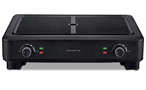 Rowenta Kg900812, Smokeless Grill, Griglia, 70% Di Fumo In Meno, Meno Odori, 2 Zone Di Cottura Indipendenti, 2000 W, Nero