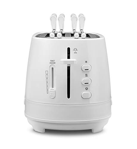 De'Longhi Ctlap2203.W Tostapane Con Pinze, Controllo Progressivo Del Grado Di Tostatura, Indicatori Luminosi, Cassetto Raccoglibriciole, Piedini Antis