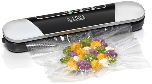Laica Macchina Per Sottovuoto Vt3205, 9 L/Min, Compatta, Base Con Magneti, Plastica, Nero, Argento, 12.5 X 37.3 X 6 Cm, 1.02 Kg