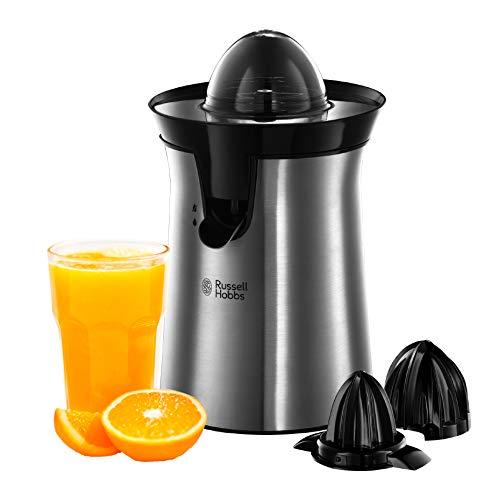 Russell Hobbs Spremiagrumi Elettrico, Bicchiere Grande E Piccolo, Rotazione Bidirezionale (Destra/Sinistra), Antigoccia, Lavastoviglie Ok, 60 W, Senza