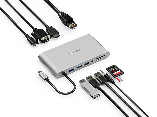 Kensington Uh1440P Docking Station Universale Driverless Usb-C 10-In-1 "Plug & Play" Con Cavo, 3 Porte Usb-A, Fino A 85 W Di Alimentazione Pass-Throug