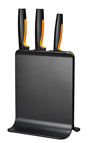 Fiskars Ceppo Per Coltelli Di Design Con 3 Coltelli, Functional Form, Incl. Spelucchino, Coltello Santoku E Coltello Da Cuoco, Plastica, Nero, 1057555