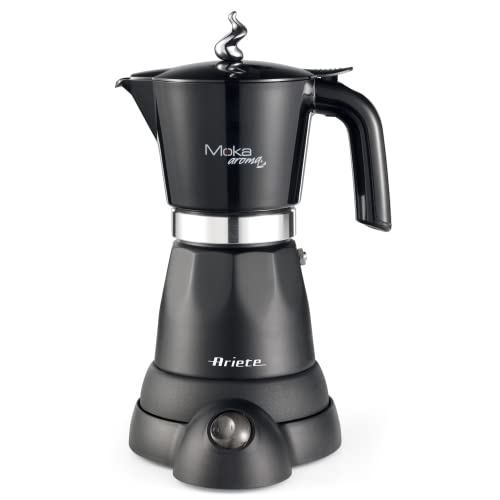 Ariete 1368 Moka Aroma Moka Elettrica 4/6 Tazze, 480W, Autospegnimento, Mantenimento Temperatura 30', 6 Tazze, Nero