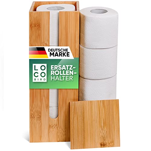 Loco Bird Deposito Per Carta Igienica 4 Rotoli In Bambù - Deposito Per Carta Igienica In Legno Con Coperchio E Ripiano - Supporto Per Rotolo Di Ricamb