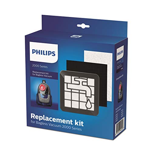 Philips Xv1220/01, Kit Sostitutivo Per Aspirapolvere Senza Sacco. Accessori Originali Motore, Inserto In Schiuma Lavabile, Filtro Di Scarico, Nero/Bia