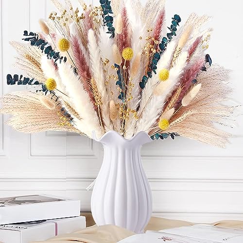 Fiori Secchi Decorativi,Erba Della Pampas Decorative 85 Pezzi Set Di Erba Di Pampa Naturale Fiori Secchi Decorativi Per Matrimoni, Feste, Boho Decor