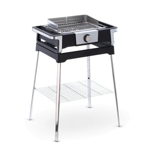Severin Senoa Boost S Pg 8117 - Barbecue Elettrico Con Piedistallo, Con Avvio Rapido Fino A 500 °C, Con Superficie Safetouch, In Acciaio Inox/Nero,