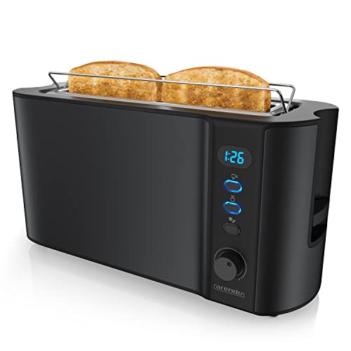 Arendo - Tostapane A Fessura Lunga 2 Fette - Funzione Scongelamento - 1000 W - Doppia Parete - Accessorio Scalda Cornetto - Grado Di Doratura 1-6 - Di