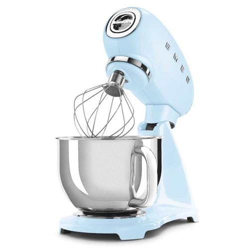 Smeg, Impastatrice Planetaria Smf03Pbeu, 10 Livelli Di Velocità, Funzione Smooth Start, Ciotola Da 4,8 L, Sicurezza Blocco Motore, 3 Fruste, Gancio E