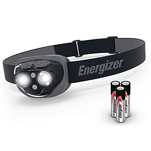 Energizer Torcia Frontale A Led, Potente Lampada Frontale Luminosa, Faro Resistente All'Acqua Per Campeggio, Pesca E Corsa, Batterie Incluse, Nero
