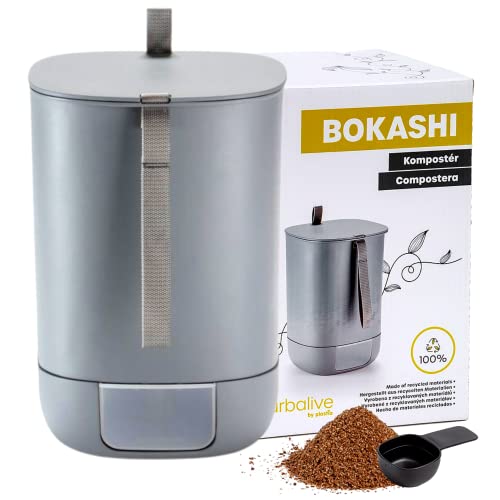 Plastia Bokashi Compostiera Per Giardino E Cucina In Plastica Riciclata 10,6 L - Starter Set Con Miscela Di Fermentazione Bokashi 1 Kg