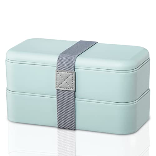Xavax - Set Pranzo Impilabile “To Go”, 2 Pezzi Impilabili, Laccio Chiusura, 2 X 500 Ml, Azzurro Pastello