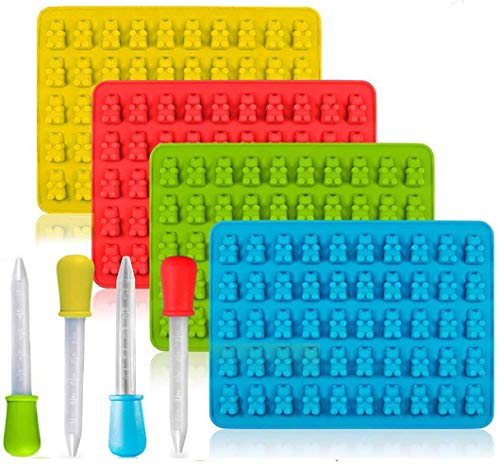 Stampo In Silicone Per Caramelle, Confezione Da 4 Stampi Colorati Con 4 Contagocce Per Caramelle, Gelatina, Biscotti, Cioccolato, Ghiaccio Aromatizzat