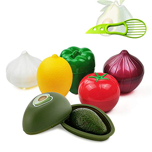 Set Di 6 Pellicole Protettive Per Verdure, Avocado, Cipolla, Pepe, Aglio, Limone, Pomodoro, Riutilizzabile In Plastica Dura Con Guarnizione Stretta, P