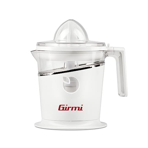 Girmi Sr04 Spremiagrumi, 25 W, Spremitura A Pressione, Capacità 800 Cc, Doppia Coppa Di Spremitura, Regolazione Filtraggio Polpa, Bianco