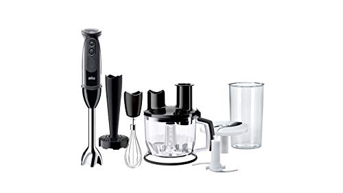 Braun Mq5277Bk Frullatore A Immersione – Multiquick 5 Vario Frullatore Ad Immersione Con Base In Acciaio Inox, 1000 Watt, Con Set Di Accessori Da 4 Pe