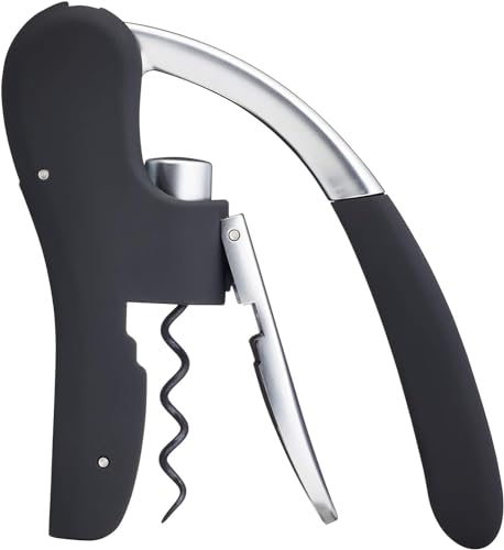 Barcraft Cavatappi Deluxe, Apribottiglie Per Vino Con Tagliacapsule Incorporato, Nero E Cromato