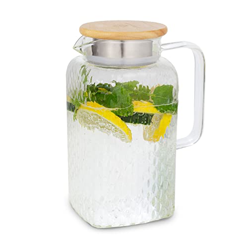 Glaswerk Caraffa - Caraffa Per L'Acqua Con Coperchio In Bambù Di Alta Qualità, Caraffa In Resistente Vetro Borosilicato, Con Filtro Nel Beccuccio, Vet