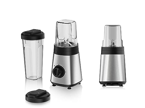 Alpina Smoothie Maker Mixer – Frullatore Per Frullati Da 300 W – Incl. Tazza Per Frullati Da 300 Ml E 600 Ml – 2 Velocità E Funzione Pulsante, Acciaio