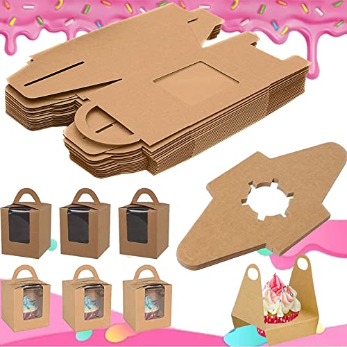 Tris 25 Scatole Per Cupcake Portatili, Scatole Per Cupcake Individuali Con Finestra, Con Inserto E Maniglie E Finestra Di Visualizzazione In Pvc, Per