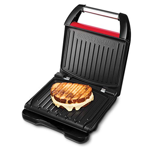 George Foreman Griglia Elettrica - Bistecchiera Elettrica Da Tavolo, Acciaio, 1200 W, 3 Porzioni, 2 Programmi Di Cottura, Steel Compact 25030-56