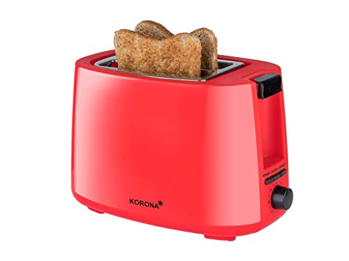 Korona 21132 Tostapane | Rosso | 2 Fette Tostapane | 750 Watt | Con Attacco Per Il Pane E Un'Impostazione Per Scongelare E Riscaldare