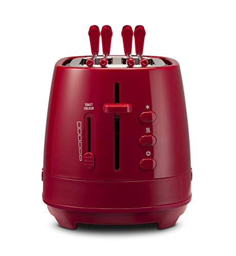 De'Longhi Ctlap2203.R Tostapane Con Pinze, Controllo Progressivo Del Grado Di Tostatura, Indicatori Luminosi, Cassetto Raccoglibriciole, Piedini Antis