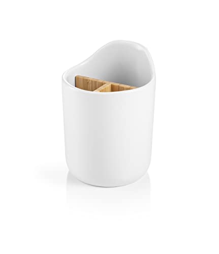 Tescoma 900887 Online, Portautensili Da Cucina, Ceramica, 3 Scomparti Rimovibili, Bianco