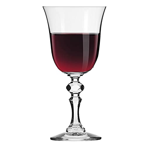 Krosno Piccoli Bicchieri Calice Vino Rosso | Set Di 6 Calici | 220 Ml | Collezione Krista | Ideale Per La Casa, Ristorante Feste E Ricevimenti