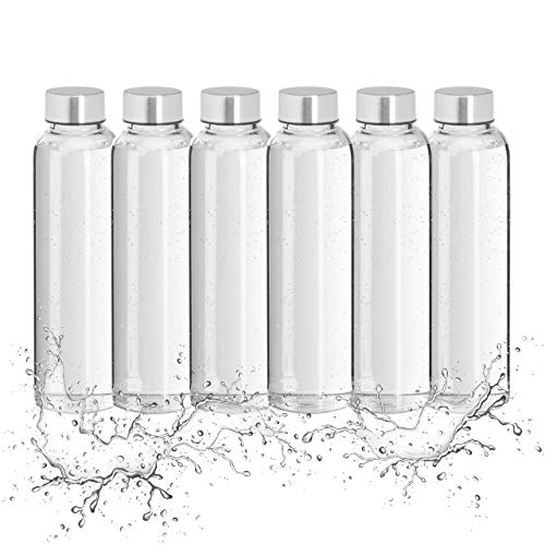 Relaxdays Set 6 Bottiglie In Vetro,Bottigliette Con Fodera,500Ml,Lavabili In Lavastoviglie,Impermeabili,Trasparenti/Nere