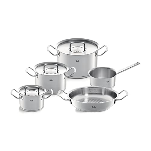 Fissler Original,Profi Collection Set Die Pentole In Acciaio Nox, 5 Pezzi, Con Coperchio In Metallo, 3 Pentole Con Coperchio, 1 Padella Da Portata, 1